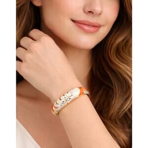 Orange Plam Leaf Hingle Enamel Bracelet New